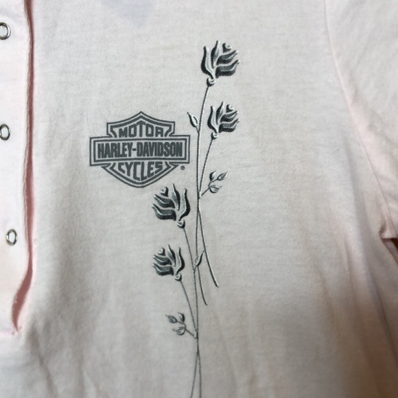 Harley Davidson Pink Snap Front Cap Sleeve Top SIZE SMALL - Picture 4 of 6